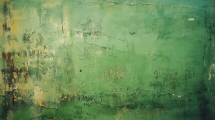 Abstract green old peeling paint grunge background 