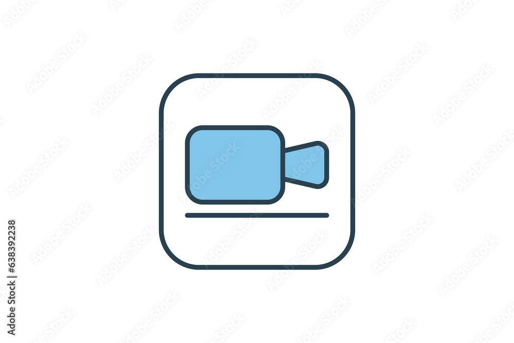 Poster video camera icon. icon related to multimedia and entertainment. suitable for web site design, app, 