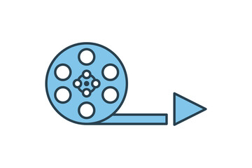 Film Reel Icon. Icon related to multimedia and entertainment. suitable for web site design, app, user interfaces. flat line icon style. Simple vector design editable