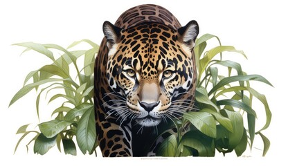 Stealthy jaguar photo realistic illustration - Generative AI.