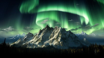 Awe-Inspiring Aurora Borealis Over Alaskan Mountain Range