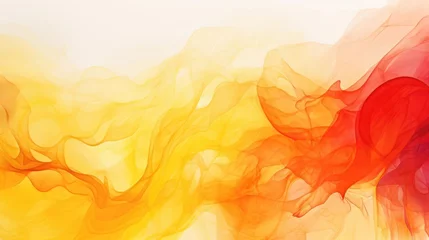Fototapeten abstract yellow and red fluid watercolor wash background  © Charlie