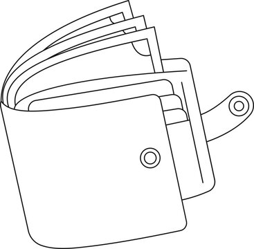 open wallet with cash, black and white clip art preview