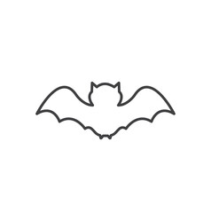 Bats  icon line, Black bat isolated on white vector background, Halloween icon. Illustration of nocturnal creatures. Flying bat  traditional Halloween symbol.