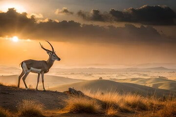 antelope in sunset generated by AI