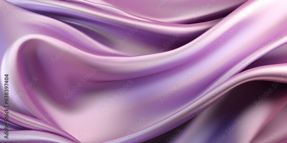 Poster 3d rendering curve silver holographic fluid liquid wallpaper. purple metal color swirl gradient mesh