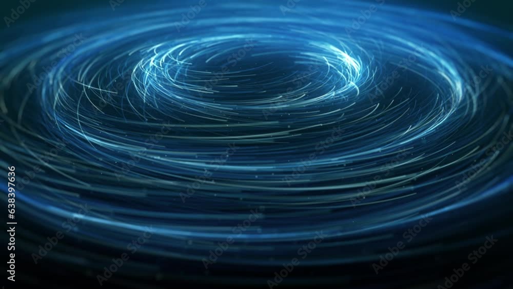 Poster kinetic concentric circles spinning/ 4k animation of abstract dynamic speed spinning particles light