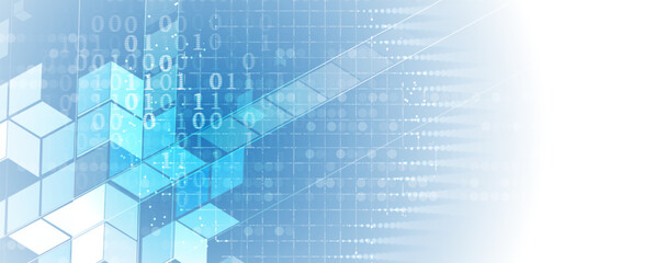 Technology banner design with hexagons abstract background.