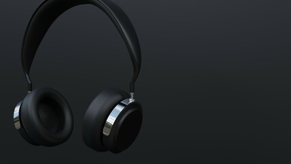 Fototapeta na wymiar Headphones on black background