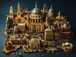 Fototapeta premium Madrid city scenery, concept of buildings, objects and infrastructure in the city. Generative AI