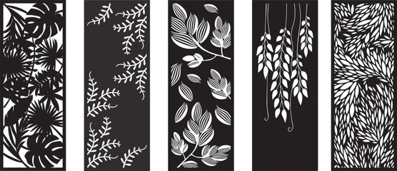 Decorative card for cutting.Leaves foliage pattern