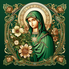 Mother of God of the Herbs. AI generativ