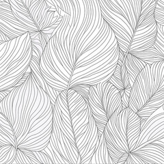 Abstract art nature black and white background.Modern shape line art wallpaper. Boho foliage botanical tropical leaves and floral pattern design for summer sale banner , wall art, prints and fabrics.