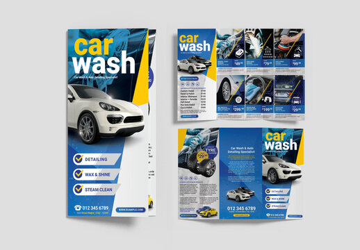 Car Wash Trifold Brochure Layout