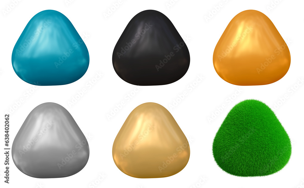 Poster set of triangle shape design or round button in 3d rendering isolated on transparent background for 