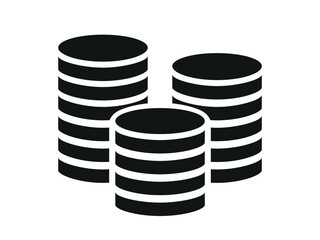 Stack of gold coins, Black and White Money Coins Symbol Icon.