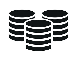 Stack of gold coins, Black and White Money Coins Symbol Icon.