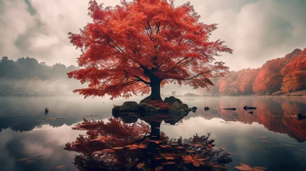 Schilderijen op glas Beautiful autumn fall landscape, backgrounds, desktops, wallpaper etc © PostReality Media