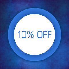 Discount Ten Percent Off Blue Texture Circular White Text