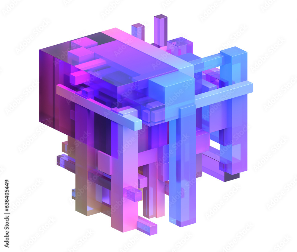 Poster abstract colorful structure, 3d render