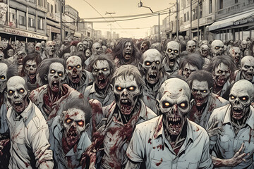 Zombie horde. Zombie apocalypse scene. Generative ai - 638405439