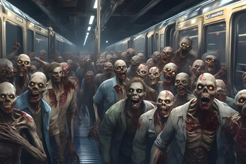 Zombie horde. Zombie apocalypse scene. Generative ai - 638408208