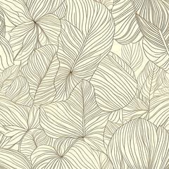 Abstract art nature beige background.Modern shape line art wallpaper. Boho foliage botanical tropical leaves and floral pattern design for summer sale banner , wall art, prints and fabrics.
