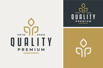 Vintage Gold Golden Wheat Grain Grass Rice Food for Quality Premium Farm Product or Bakery Bread logo design