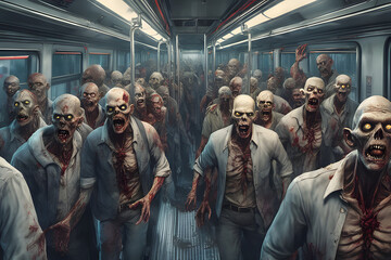Zombie horde. Zombie apocalypse scene. Generative ai