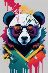 A detailed illustration of a Panda for a t-shirt design, wallpaper, fashion