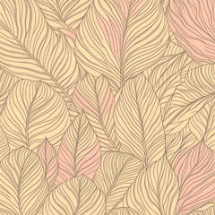 Abstract art nature beige background.Modern shape line art wallpaper. Boho foliage botanical tropical leaves and floral pattern design for summer sale banner , wall art, prints and fabrics.