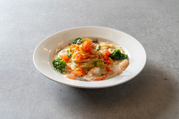 Korean food dish Steak, rosé pasta, tomato spaghetti, caviar, garlic cream pasta, basilfest spaghetti