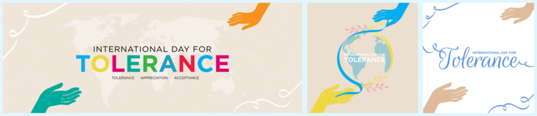 International Day for Tolerance Greeting Card Poster and Banner, celebrated on November 16. Vector Illustration. EPS 10.
