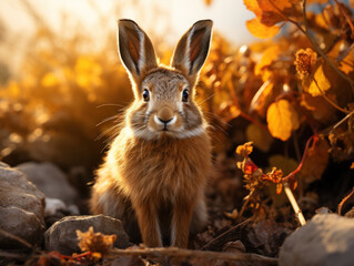 Hare in its Natural Habitat, Wildlife Photography, Generative AI