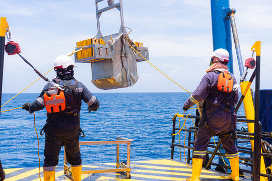 Duo collecting benthic organisms from research vessel