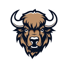 Buffalo head mascot isolated on white background