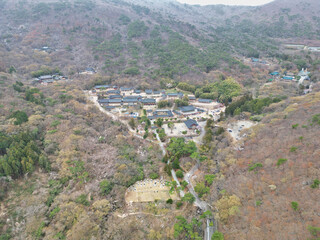 Aerial view of beomeosa buddhist temple, Busan , South Korea, Asia