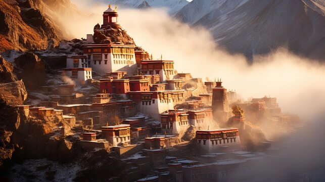 Tibetan Buddhist Monastery In Himalayas