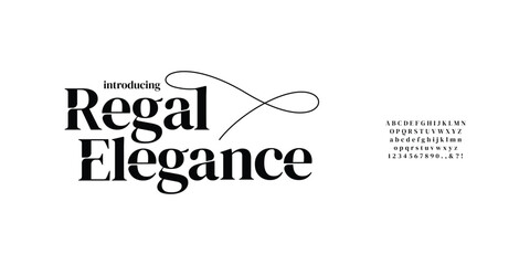 Elegant Font Uppercase Lowercase and Number. Classic Lettering Minimal Fashion Designs. Typography modern serif fonts regular decorative vintage concept. vector illustration