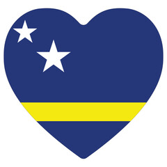 Curacao flag heart shape. Flag of Curacao heart shape