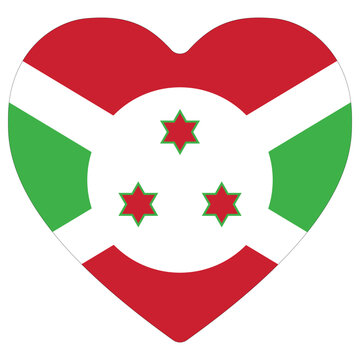 Burundi flag heart shape. Flag of Burundi heart shape