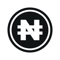 Nigerian Naira coin symbol. black and white Flat currency icon. currency of The Nigeria. Vector illustration.