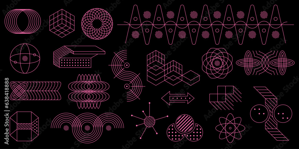 Poster abstract geometric shapes. modern graphic elements. abstract line figures. retro geometry. vector il