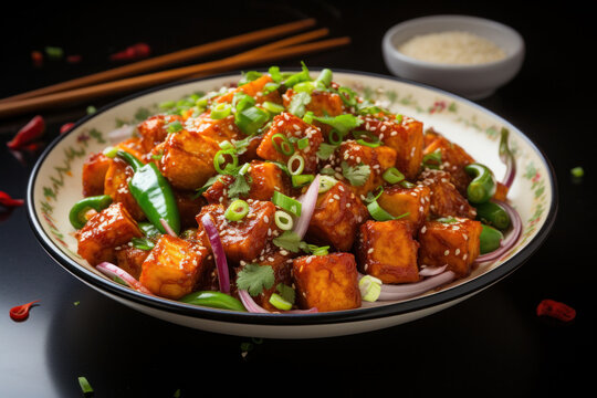 Chilli paneer starter food from India