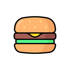 Simple Burger lineal color icon. The icon can be used for websites, print templates, presentation templates, illustrations, etc