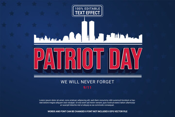 Editable text effect Patriot Day 3d cartoon template stlye modren premium vector