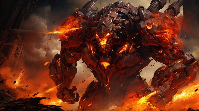 mecha fire illustration
