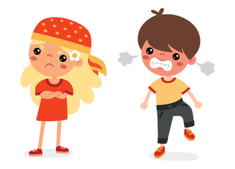 Cartoon Illustration Of Kids Quarrel