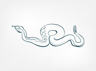 snake vector line art animal wild life single one line hand drawn illustration isolated
