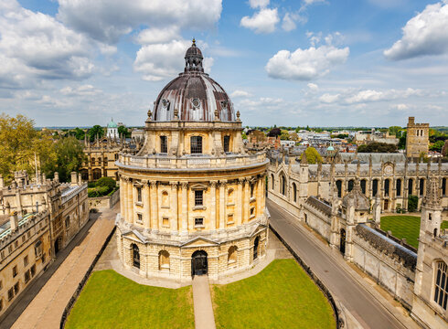 Aerial View Of The Radcliffe Camera, Known As The Rad Cam Or The Camera And The All Souls College, Both Bulding Are Constituent Colleges Of The University Of Oxford, Oxford, England.